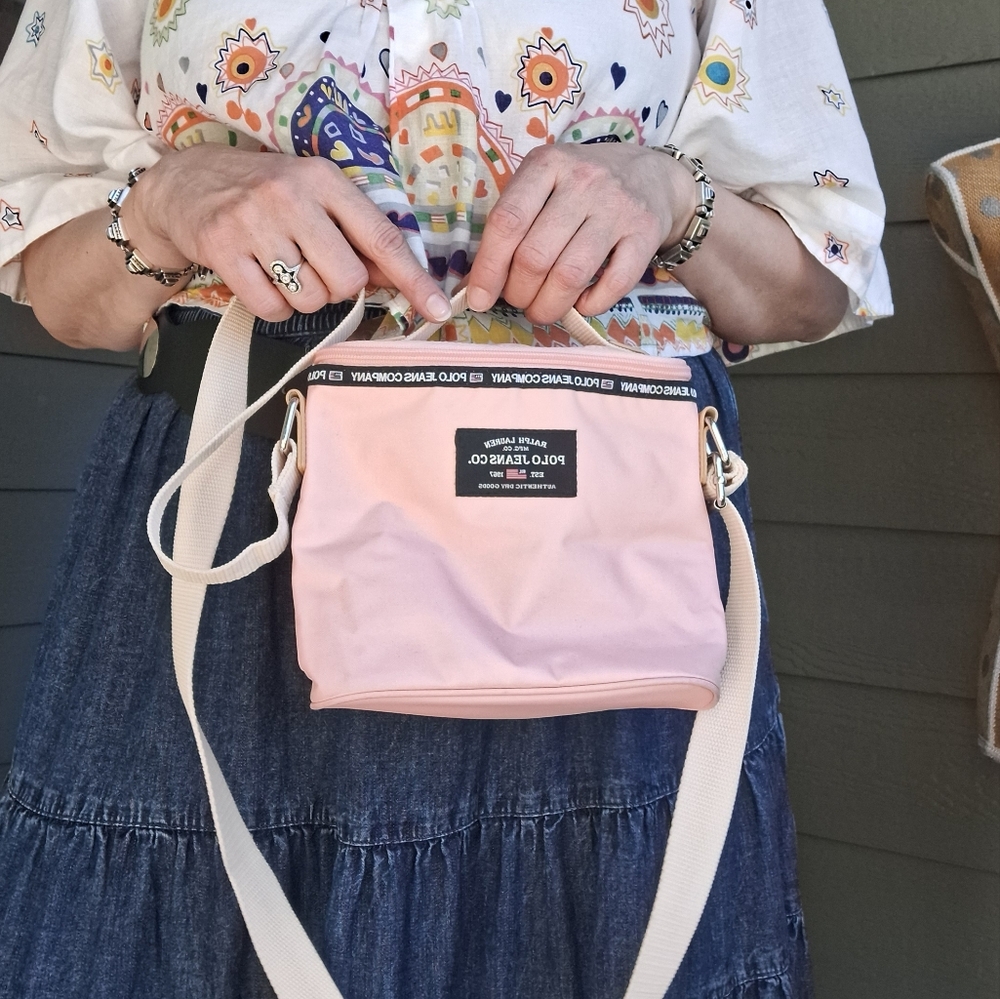 Vintage Y2K Ralph Lauren Polo Jeans Co. Pink Canvas Crossbody Bag Classic Prep
